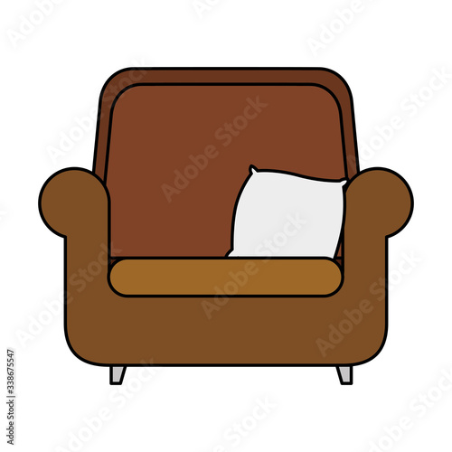 comfortable couch with cushion isolated icon vector illustration design