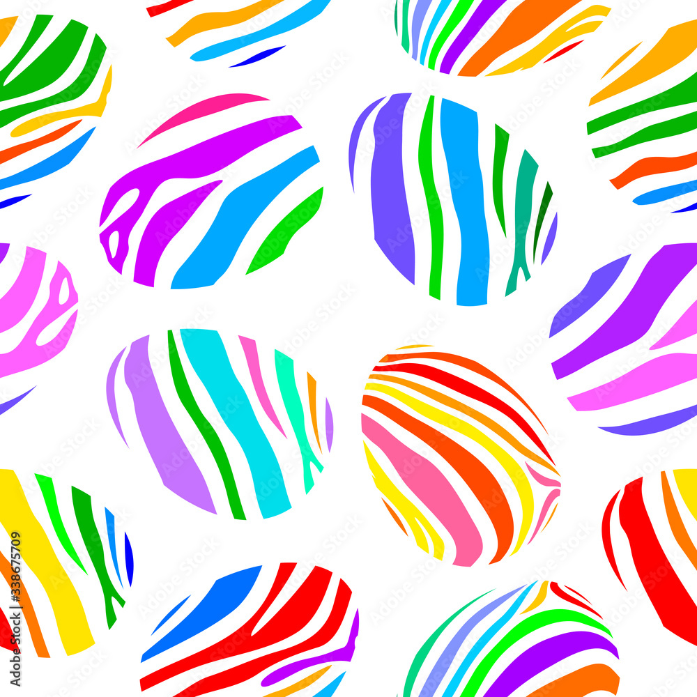 Colorful zebra striped on egg, seamless pattern. Happy Easter day concept. Illustration isolated on white background. Colorful zebra striped on egg, seamless pattern. Happy Easter day concept. Illustration isolated on white background.