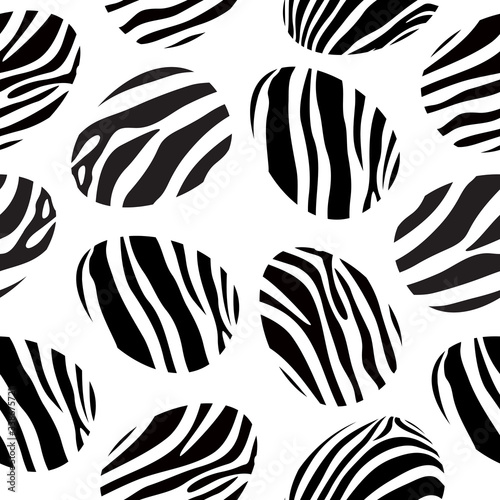 Zebra striped on egg, seamless pattern. Happy Easter day concept. Illustration isolated on white background.