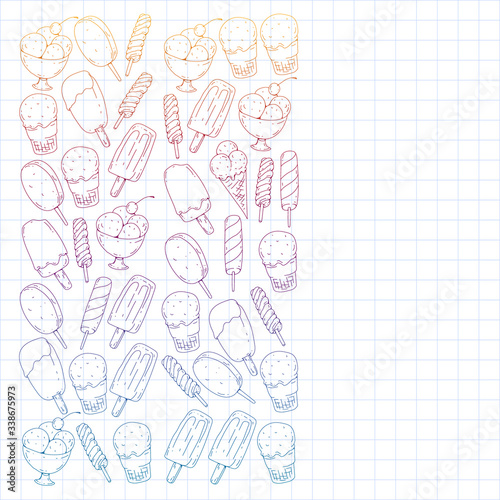 Collection of vector ice creams. Pattern for banners, posters