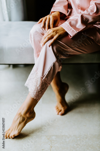 woman wearing nightwear pijama at home