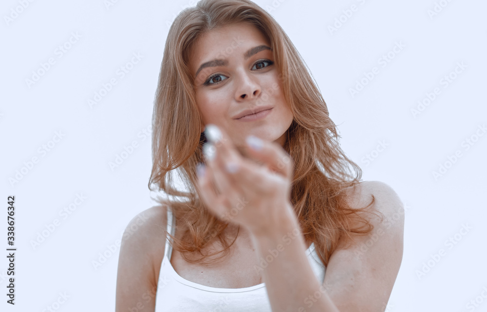 closeup portrait of a smiling young woman with light make-up. closeup portrait of a smiling young woman with light make-up.