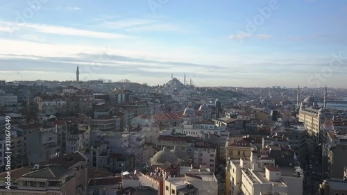 Wallpaper Mural Istanbul Turkey Cityscape Drone Aerial. Residental Buildings and Blue Mosque Under Golden Hour Sunlight Torontodigital.ca