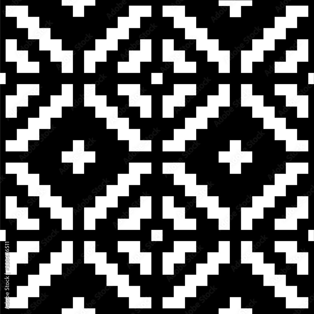 Geometric ornament of rhombuses and flowers in the native American style. Seamless vector pattern for web, print, textile, wallpaper, card, wrapping paper and background