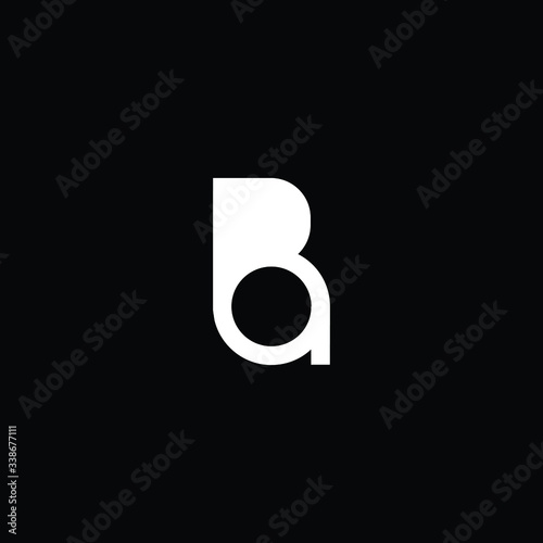 Minimal elegant monogram art logo. Outstanding professional trendy awesome artistic AB BA initial based Alphabet icon logo. Premium Business logo White color on black background