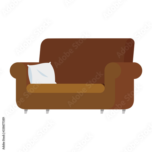 comfortable couch with cushion isolated icon vector illustration design