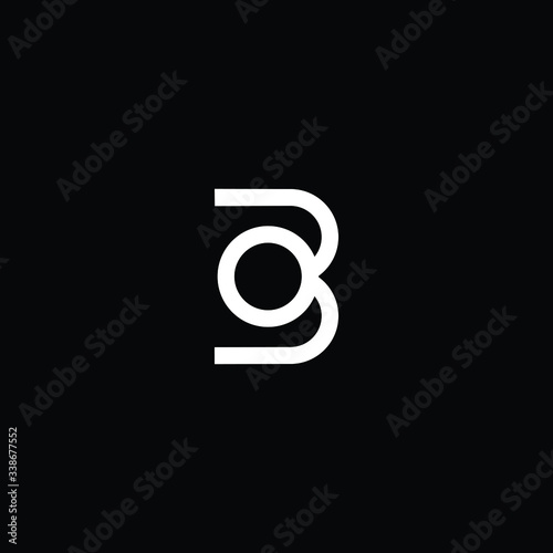 Minimal elegant monogram art logo. Outstanding professional trendy awesome artistic B BO OB initial based Alphabet icon logo. Premium Business logo White color on black background
