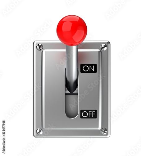 Knife switch ON. Knife switch off positions. 3D illustration.