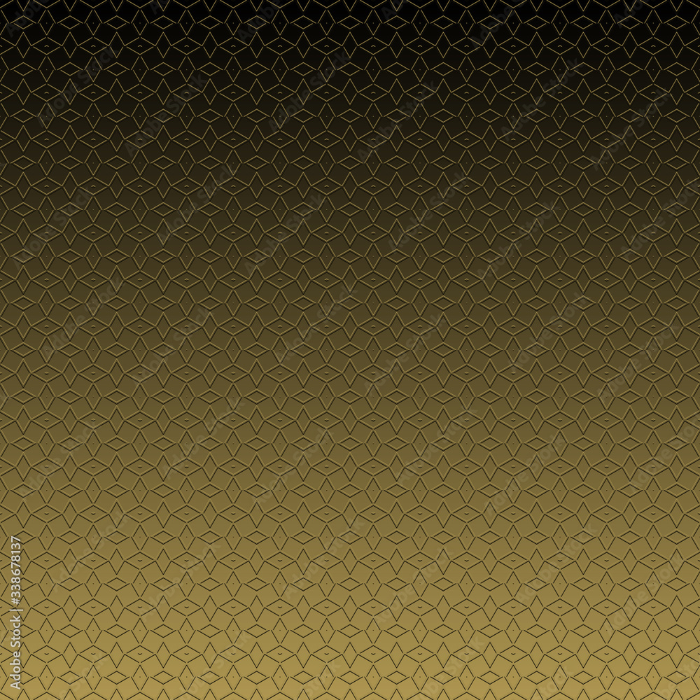 Fototapeta premium Gold pattern illustration, bas-relief effect with repeated geometric shapes covering the background. Design for motifs, web, wallpaper, digital graphics and artistic decorations.