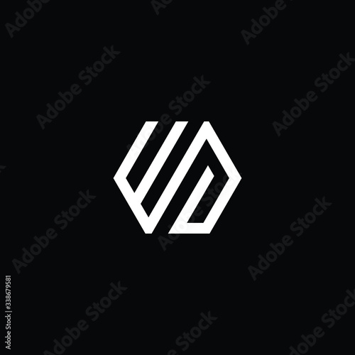 Minimal elegant monogram art logo. Outstanding professional trendy awesome artistic WD DW initial based Alphabet icon logo. Premium Business logo White color on black background