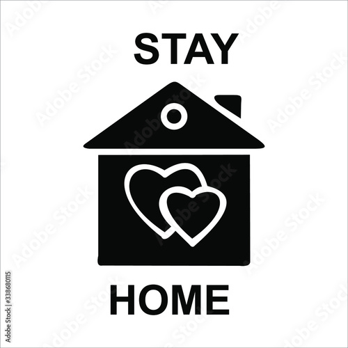Stay Home icon. Staying at home during a pandemic print. Home Quarantine illustration.