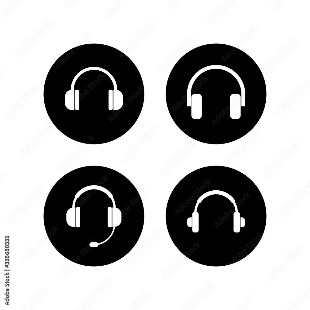 Headphone icons set. Headphone vector icon. Call us. Contact us Headphone icons set. Headphone vector icon. Call us. Contact us