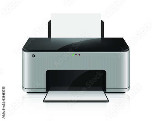 Realistic inkjet printer vector design illustration isoalted on white background photo