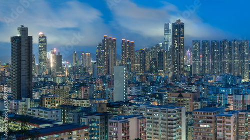 Skyline of downtown of Hong Kong city at night © leeyiutung