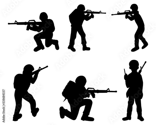 isolated soldier with Dangerous weapon on white background