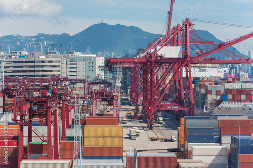 Canvas Print Cargo port in Hong Kong city