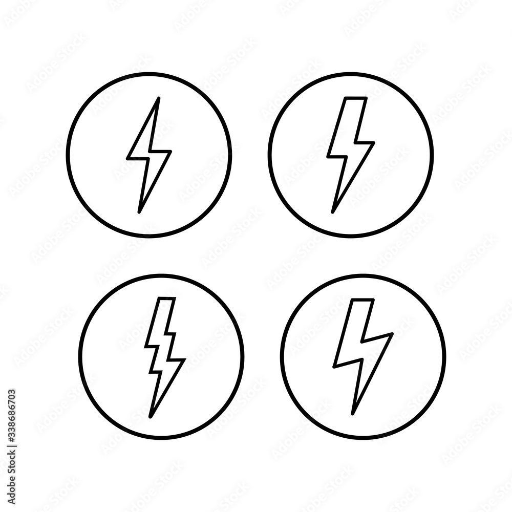 Lightning icons set. Bolt icon vector. Energy and thunder electric icon Lightning icons set. Bolt icon vector. Energy and thunder electric icon