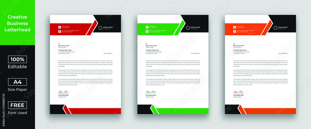 Obraz premium Letterhead template in flat style