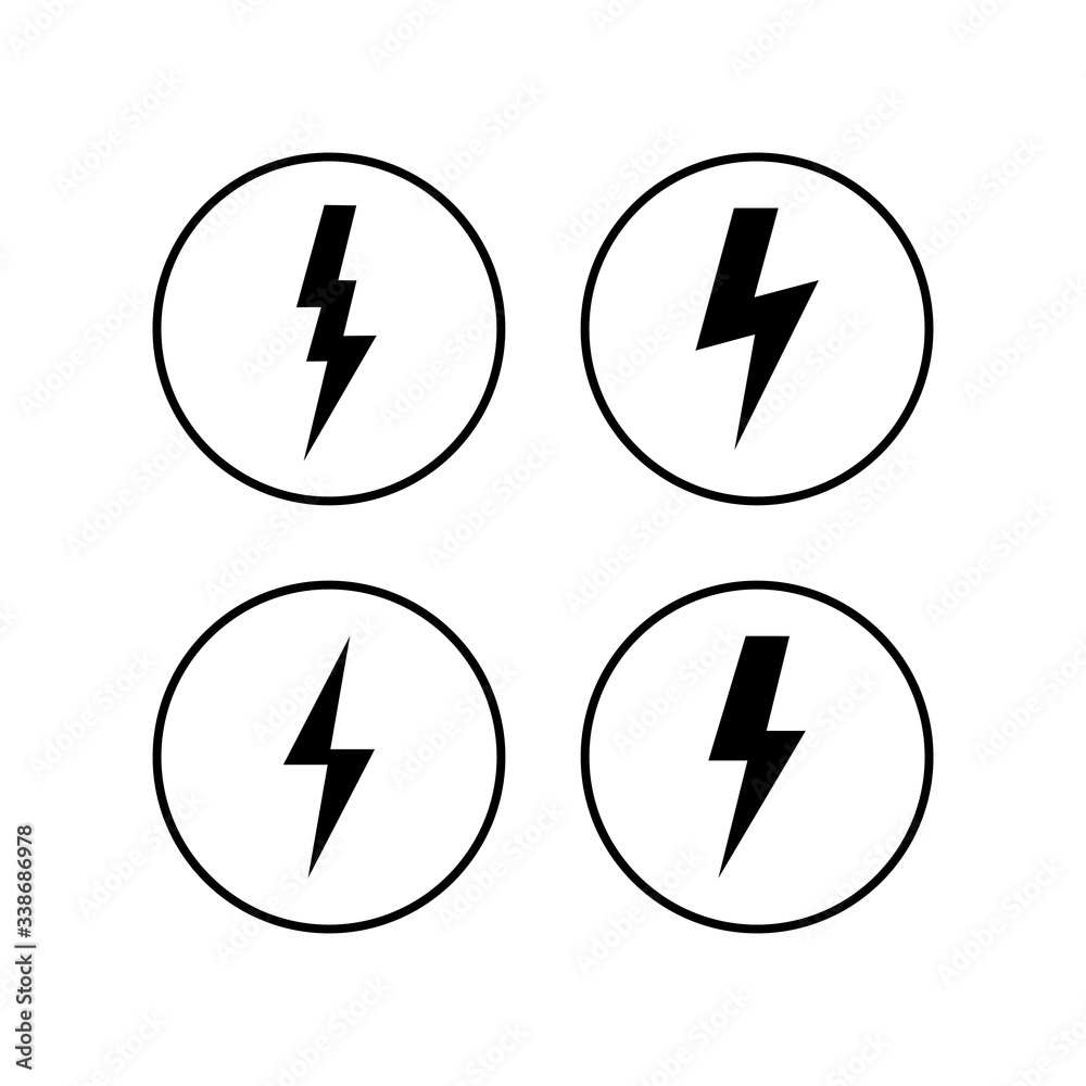 Lightning icons set. Bolt icon vector. Energy and thunder electric icon Lightning icons set. Bolt icon vector. Energy and thunder electric icon