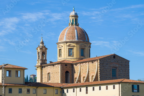 Dome of the church of San Ferdiano al Cestello against the blue sky on a sunny day. Florence, Italy