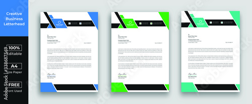 Letterhead template in flat style, letterhead set or bundle