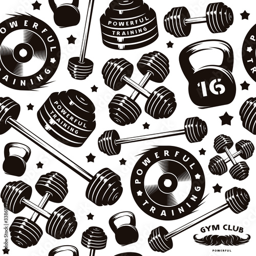 Seamless pattern for gym club