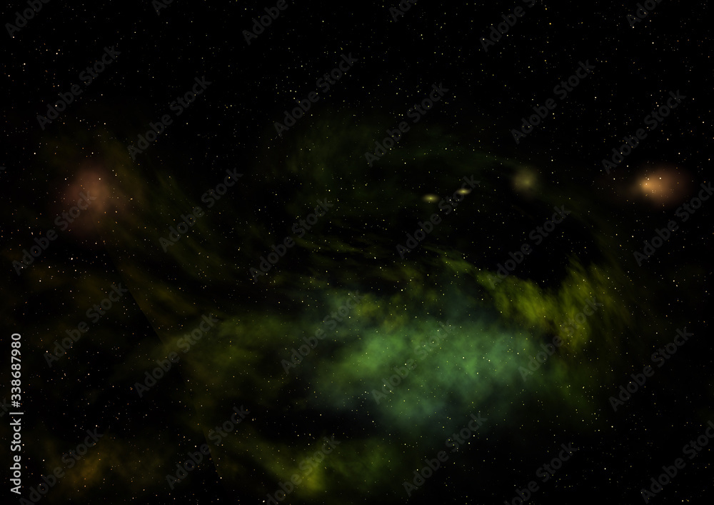 Fototapeta premium Far being shone nebula and star field. 3D rendering