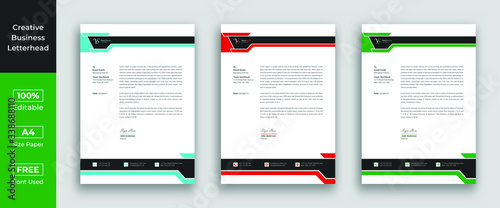 Letterhead template with various colors, letterhead template in flat style