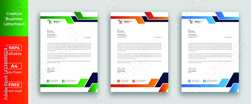 Letterhead template in flat style, letterhead set or bundle