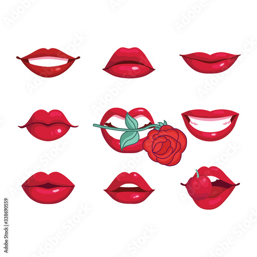 Illustration of icon set of lips