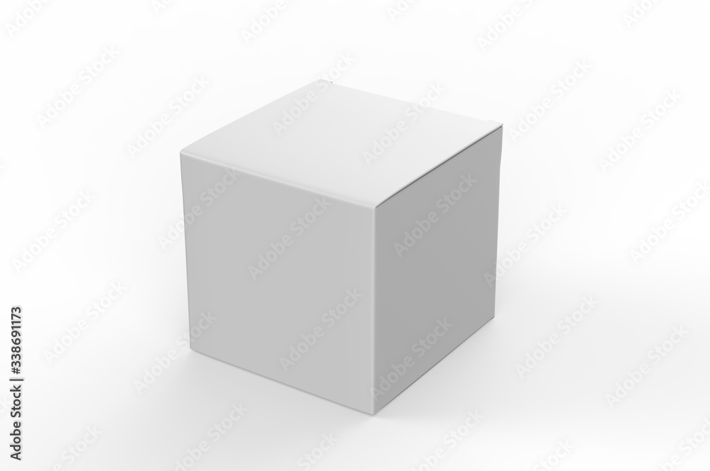 Blank white cube product packaging paper cardboard box. 3d render illustration. Blank white cube product packaging paper cardboard box. 3d render illustration.