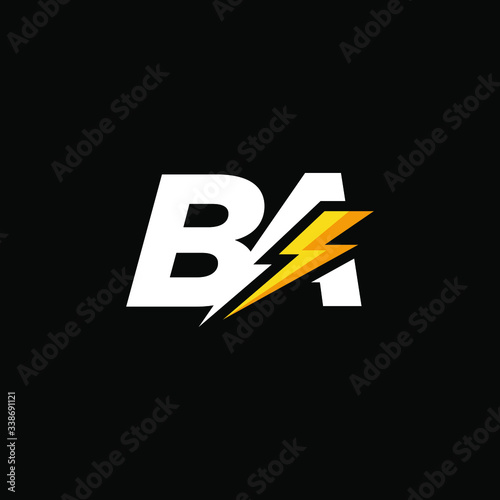 Initial Letter BA with Lightning