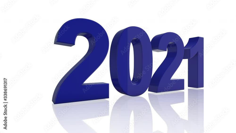 New year 2021 3D render animation on white background New year 2021 3D render animation on white background