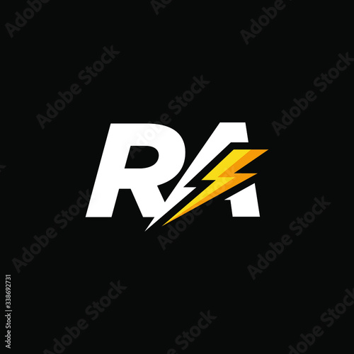 Initial Letter RA with Lightning