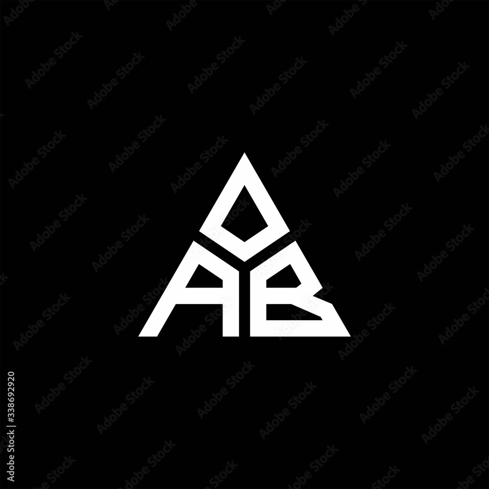 AB monogram logo with 3 pieces shape isolated on triangle AB monogram logo with 3 pieces shape isolated on triangle
