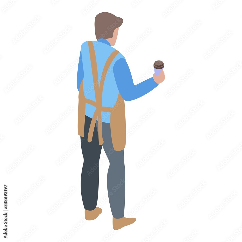 Barista man make coffee icon. Isometric of barista man make coffee vector icon for web design isolated on white background Barista man make coffee icon. Isometric of barista man make coffee vector icon for web design isolated on white background
