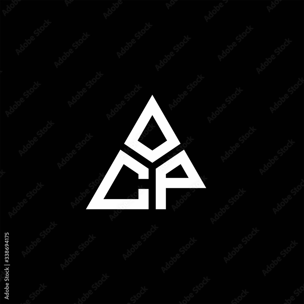 CP monogram logo with 3 pieces shape isolated on triangle CP monogram logo with 3 pieces shape isolated on triangle