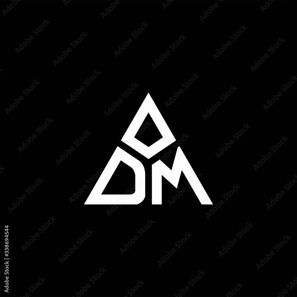 DM monogram logo with 3 pieces shape isolated on triangle DM monogram logo with 3 pieces shape isolated on triangle