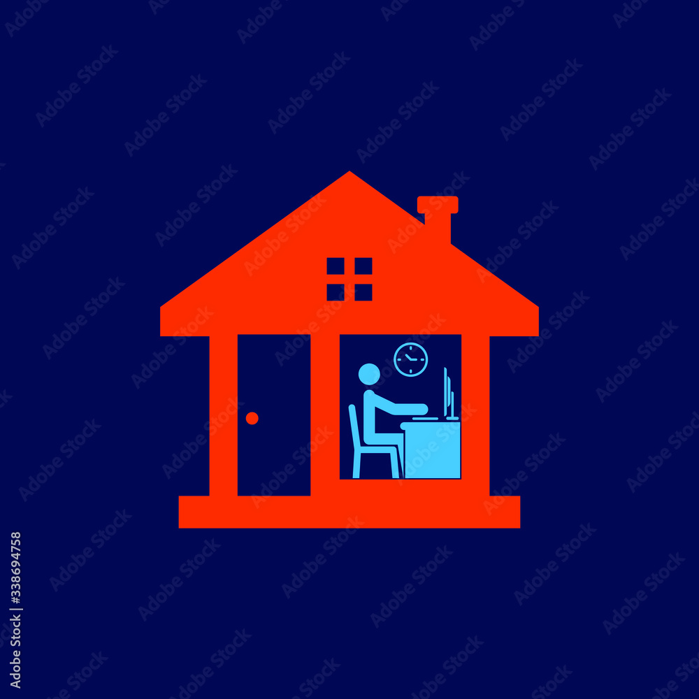 Fototapeta premium Work from home. Working at home to avoid coronavirus disease. Vector illustration