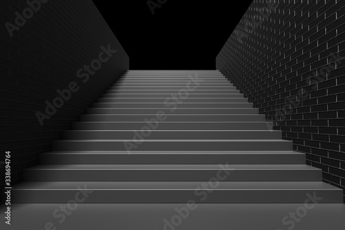 Black staircase in underground passage going up