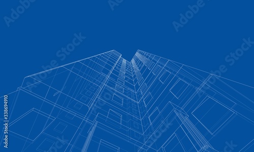 Vector wire-frame model of a multi-storey building
