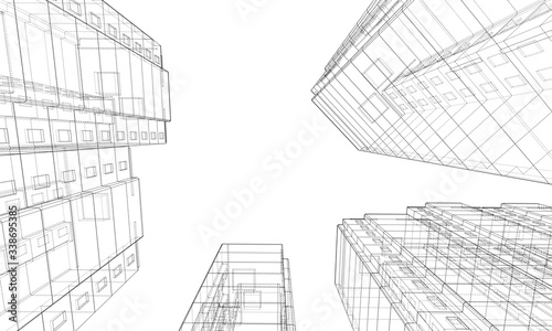 Vector wire-frame model of a multi-storey building