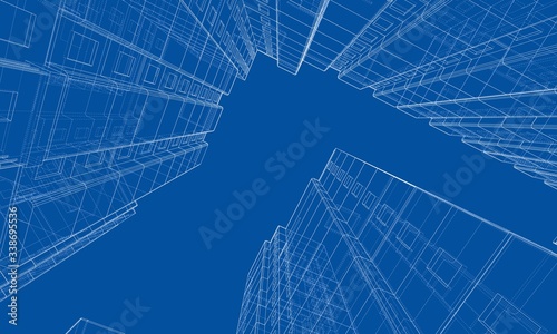 Vector wire-frame model of a multi-storey building