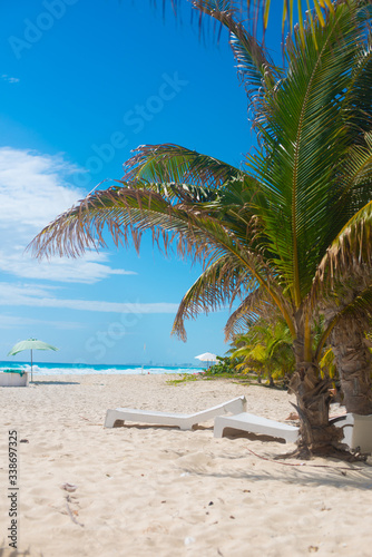 The Ocean View of the beach at Cancun  Mexico. Mexico is a country located in the south of USA.