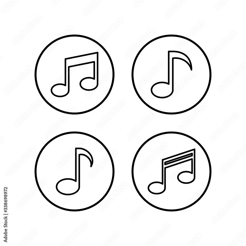 Music icons set, music vector icon, Melody, song, note, sound, audio sign Music icons set, music vector icon, Melody, song, note, sound, audio sign