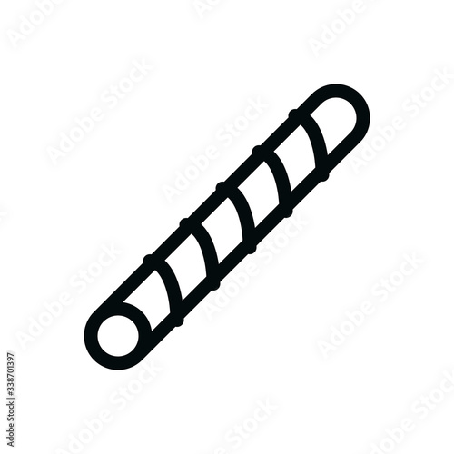 Rebar isolated vector icon, rod deformed steel bar linear icon