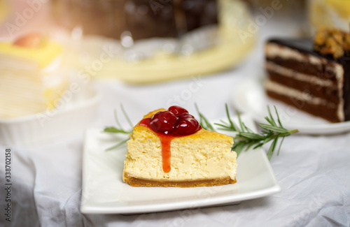 Dessert - Cheesecake with Cherry Sauce