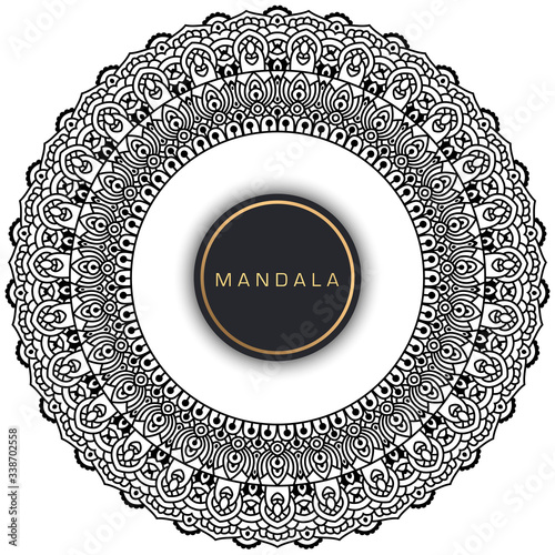 Mandala, tracery round boho doodle. Ethnic ornament, sketched symmetry. Folk, meditation design. Curved shape, isolated on white. Black and white art. Vector