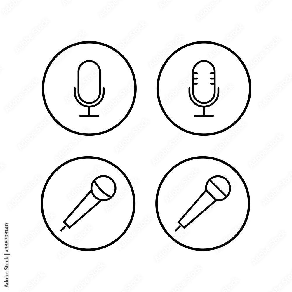 Microphone Icons set. Mic sign. Karaoke microphone icon. Broadcast mic sign Microphone Icons set. Mic sign. Karaoke microphone icon. Broadcast mic sign