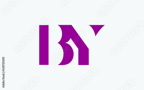 BY or YB and B or Y Uppercase Letter Initial Logo Design, Vector Template